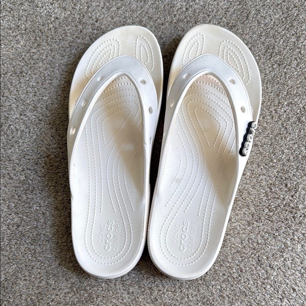 CROCS Classic White Flip Flops